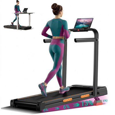 3 in 1 Walking Pad Treadmill with 13% Incline, Folding Treadmill with Handle Bar, Portable Treadmills for Home Small, 300 Lbs Capacity