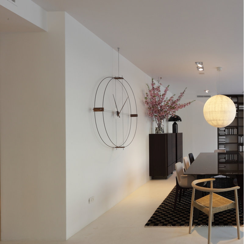 Delmori Analog Wall Clock, Chrome/Walnut