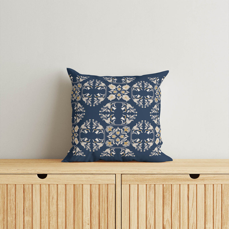 Coussin décoratif Rumi, Marine, Carré 16 po