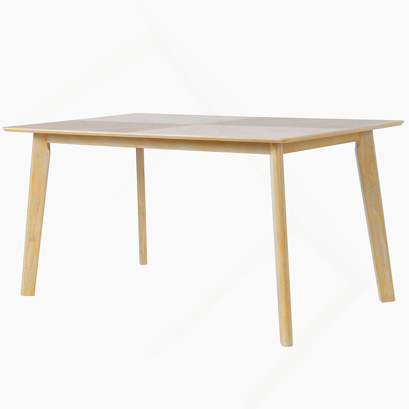 Table de salle à manger rétro, table de salle à manger pour 6 personnes, table de salle à manger rectangulaire minimaliste pour la salle à manger et la cuisine, pieds en bois d'hévéa