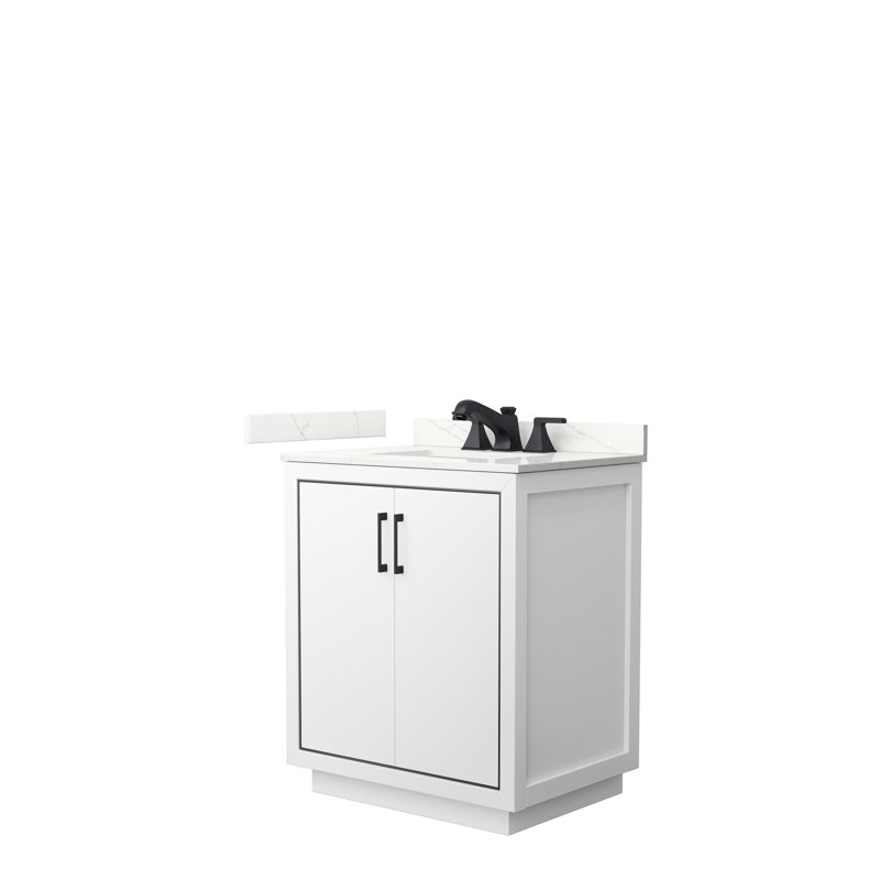 30'' W Single Vanity, Giotto Quartz, White, Brushed Nickel