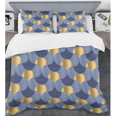 Ensemble de housse de couette mid-century rétro wave waves viii