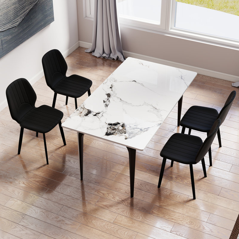 Faux Leather Upholstered Side Chair, Black