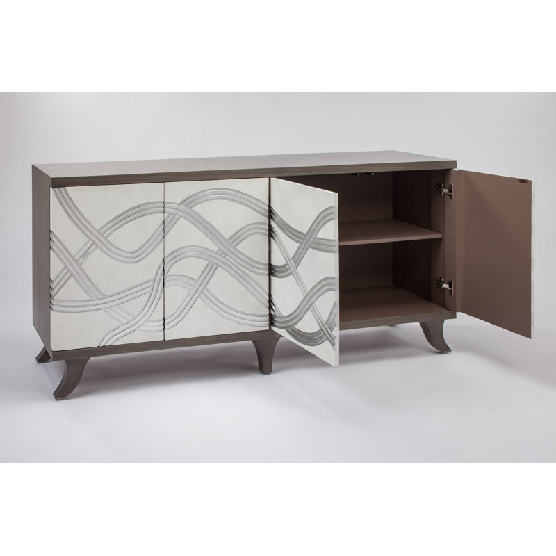 72'' Frosty White and Smoky Gray Traditional Sideboard