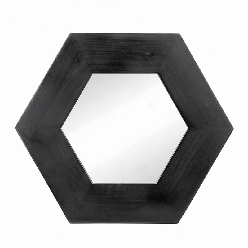 Miroir hexagonal 18,5 "x 18,5", Noir, noir, noir, noir, Bois