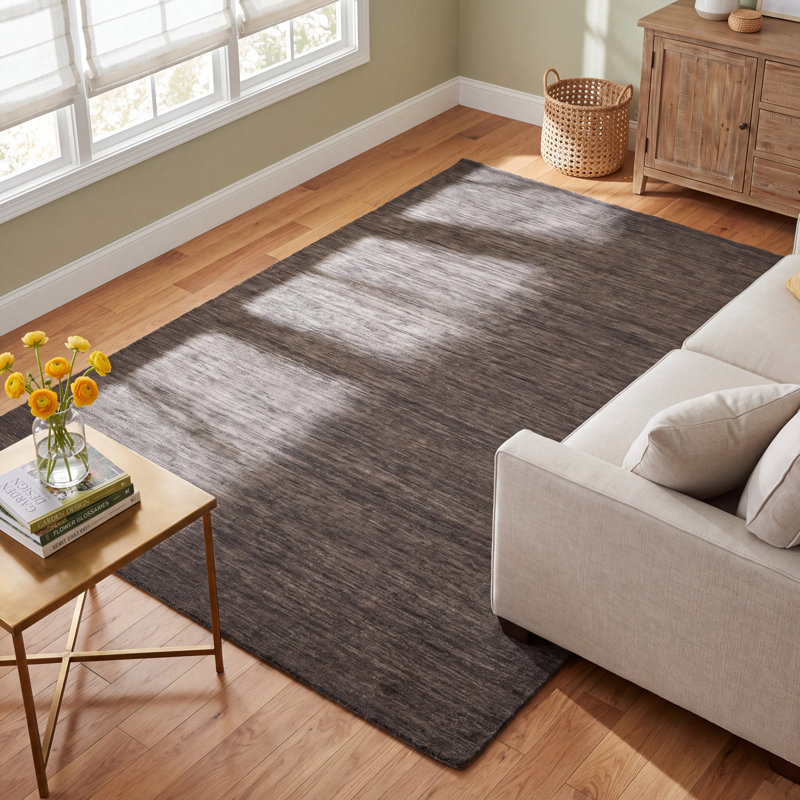 Lineville Handwoven Wool Dark Gray Area Rug, Rectangle 9'6" x 13'6"