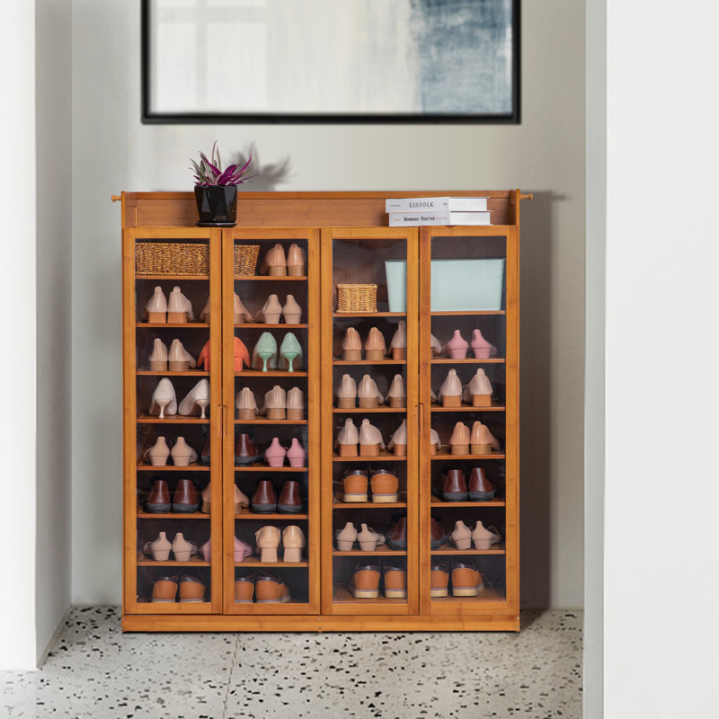 9 Tiers 45 Pairs Storage Free Standing Shoe Rack, Stand Sneakers Bamboo Cabinet for Home Hallway