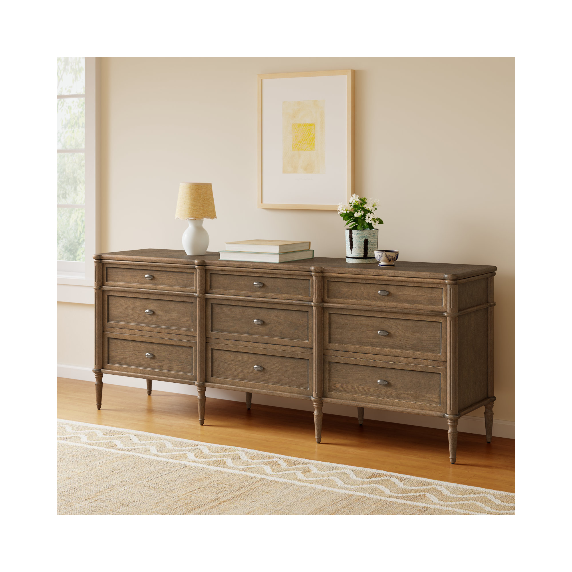 Susie 9 - Drawer Dresser, Distressed Black