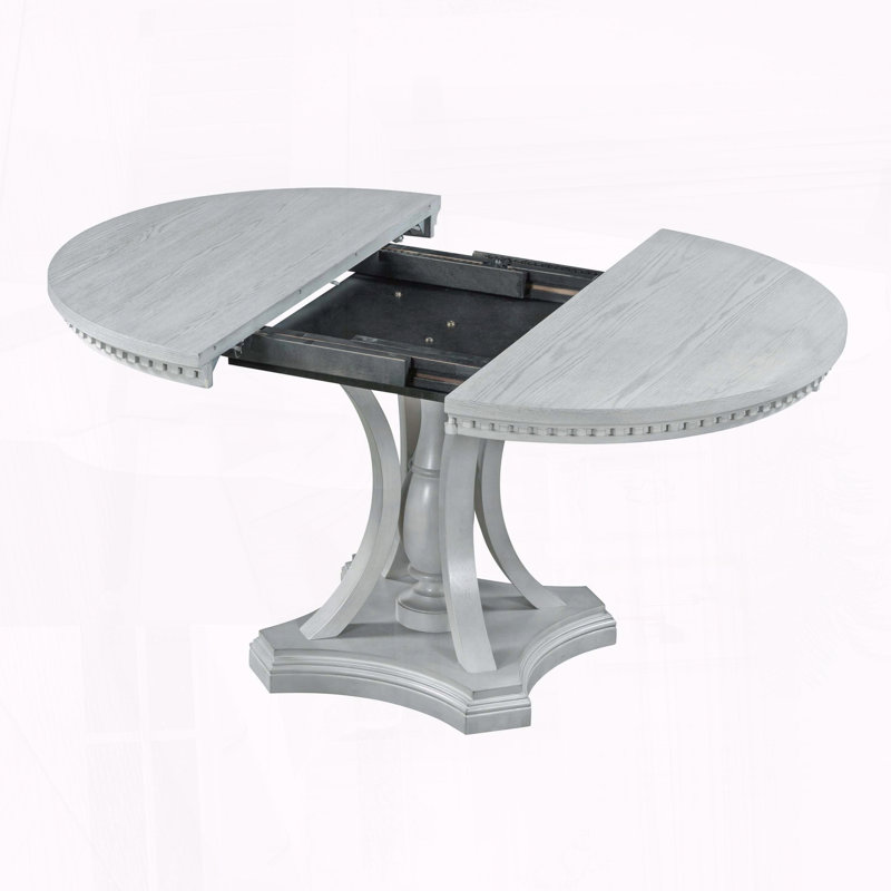 Ensemble de salle à manger extensible 5 pièces avec base corbeau (chêne gris antique) 5 pièces, Gris / gris antique, Gris