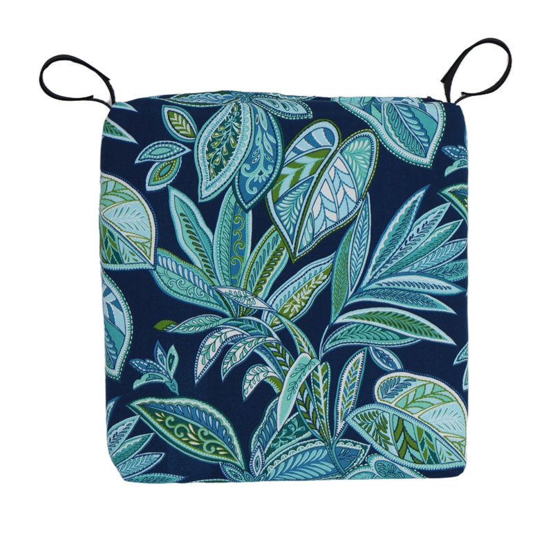 Square Outdoor Chair Cushions (Set Of 2), 16" W x 16" D, Blue/Crestwood Marine Floral