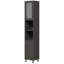 Grande armoire de rangement de salle de bain grise kleankin avec miroir - tour autoportante en bois avec tablettes réglables