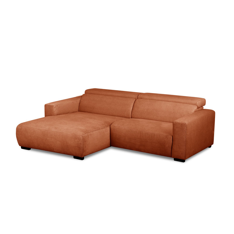 Almontiser Cozzy Reclining Corner Sofa in Curdouy Velvet Fabric, Left Hand Facing, Golden Gate Orange