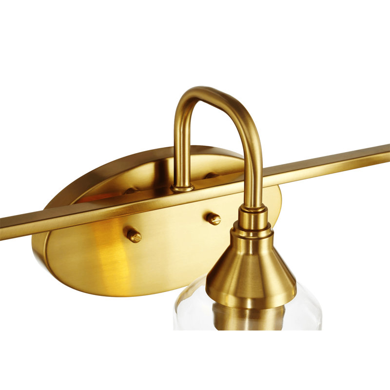 Twilight Three Lights Brushed Gold Contemporary Vanity Light 22"W × 10"H × 7.48"E With Clear Glass