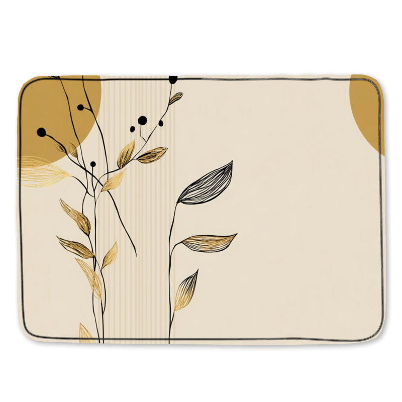 Tapis de bain Botanical Floral, Beige abstrait / géométrique, Simple - L 34 po x l 21 po