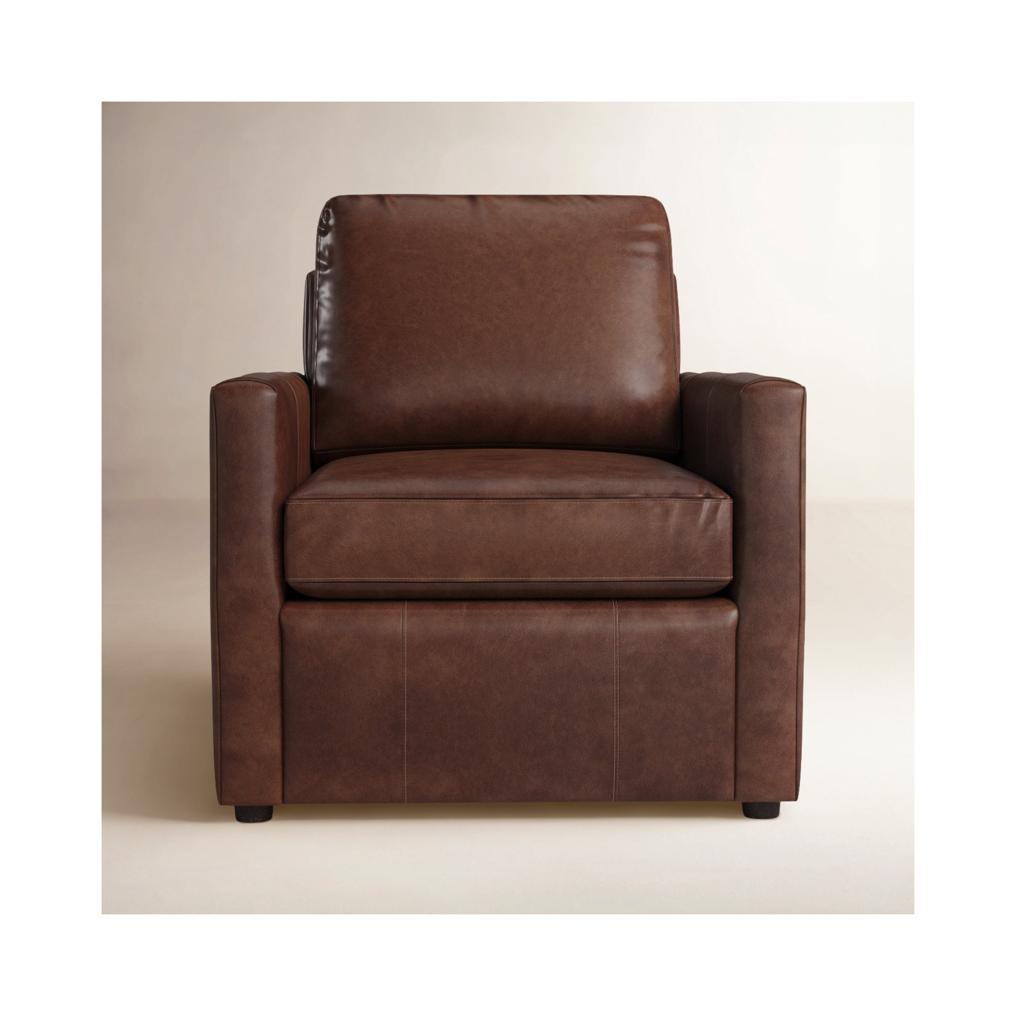 Savannah Upholstered Armchair, Rustic Genuine Leather