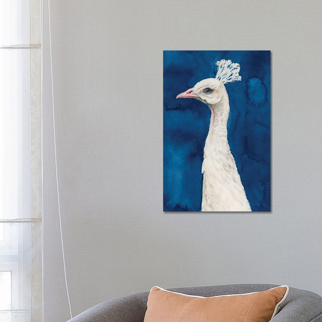 Snowy Peacock II von Grace Popp - Galerie-verpackte Leinwand Giclée auf Leinwand