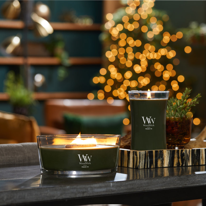Grande bougie sablier WoodWick® Praline, Vert