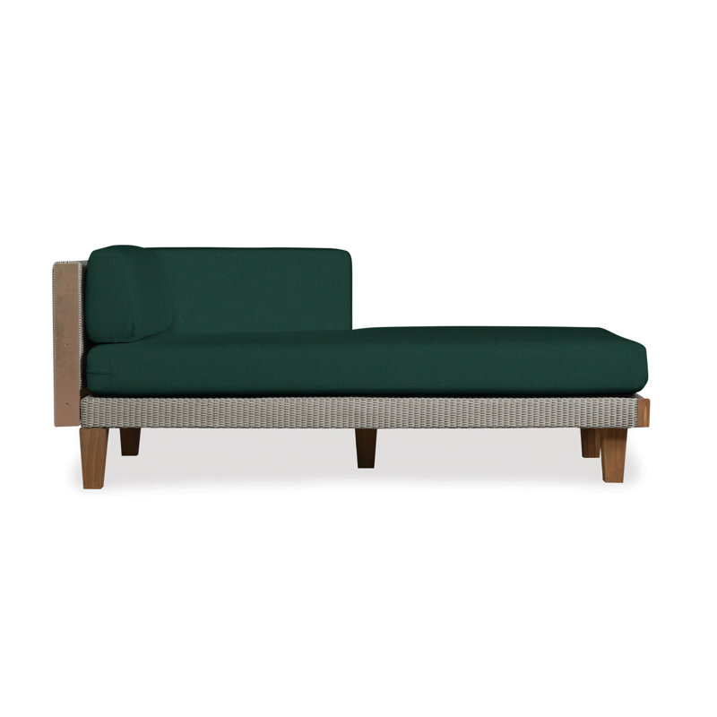 Catalina Outdoor Teak Chaise Lounge, Rollo Linen, Pewter