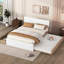 Lit double avec lit gigogne simple et 2 tiroirs de rangement en chêne blanc brillant ultrabrillant. Matériaux. Style contemporain. Solution. Instructions d'assemblage simples-92167050