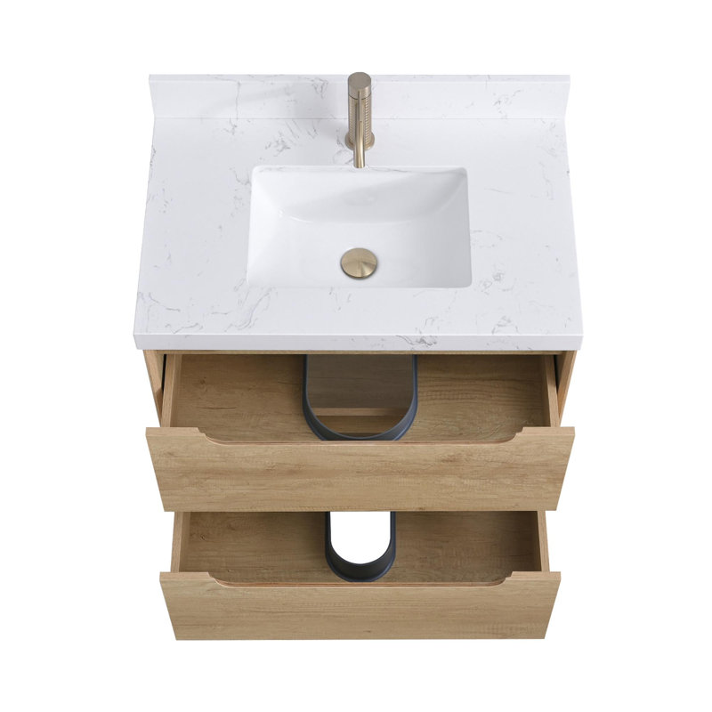 Meuble-lavabo mural avec lavabo et 2 tiroirs, 30