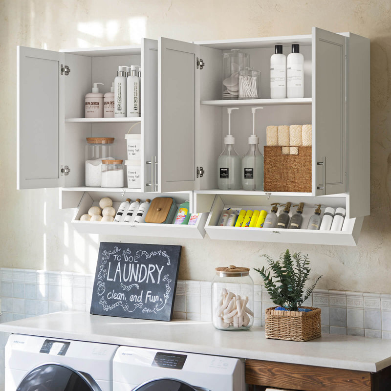 Armoire à linge murale 29,5 "avec tiroir rabattable, L 59 pi