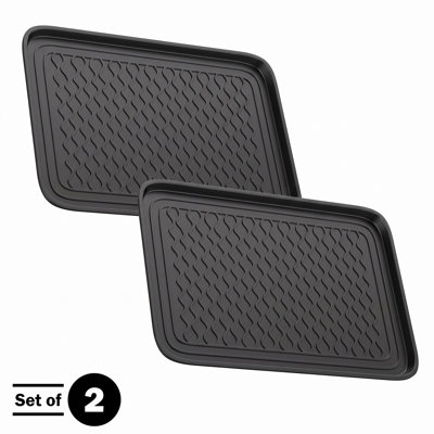 Stalwart 2-Pack All-Weather Boot Tray Set - Water-Resistant Plastic Utility Shoe Mat for Indoor/Outdoor Use