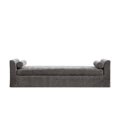90.5" Modern Bench,window-side Bench With Armrests,chenille Couch With 2 Bolster Pillows, For Bedrooms, Living Room, Dormitories