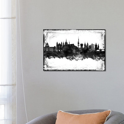 Prague Black & White Film by WallDecorAddict - Wrapped Canvas Print