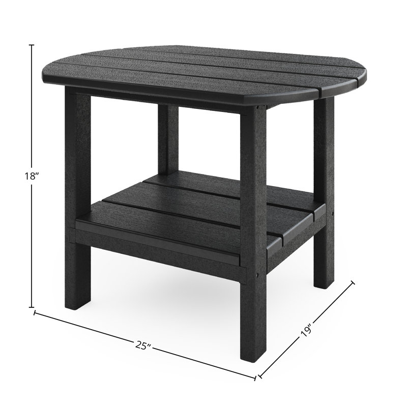 Table d'appoint ovale d'extérieur Ippolito, Noir, Noir