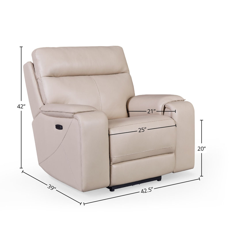 Bandera Dual Power Lay Flat Leather Glider Recliner, Putty