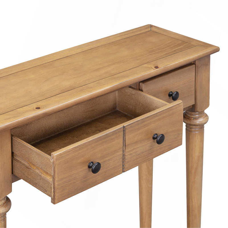 Retro Console Table with 4 Drawers and Open Shelf, perfect for Entryways, Living Rooms, Brown