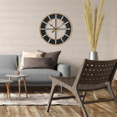 Zosha Floating Gold and Black Wall Clock