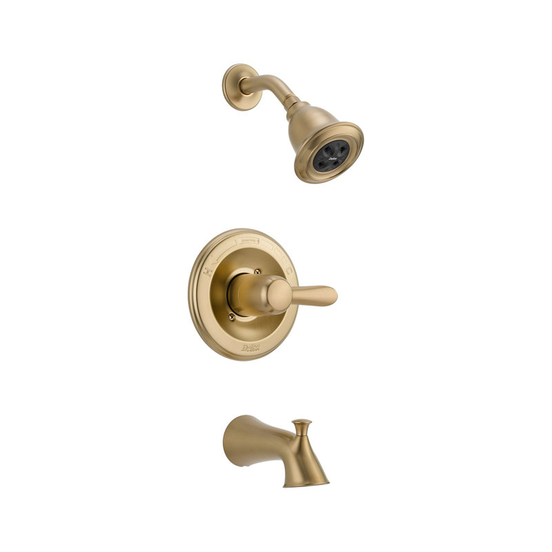 Garniture de robinet de baignoire et douche à inverseur avec poignées leviers et moniteur Lahara, Bronze champagne