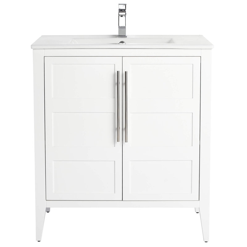 Meuble-lavabo à rallonge Winston Porter, Blanc