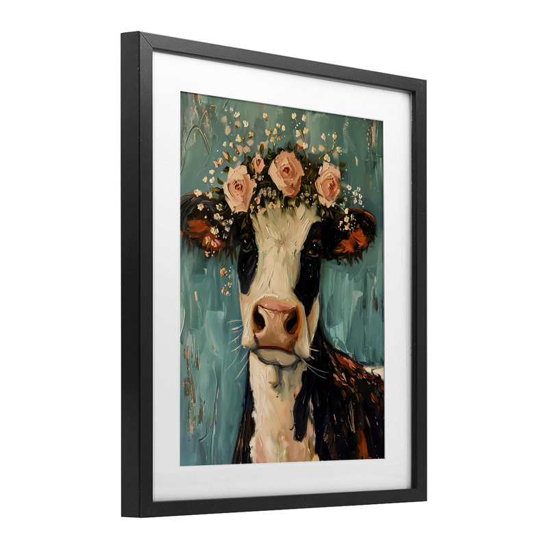 Jolie fleur de vache rose, reproduction encadrée sous verre, design par LSR Creative Studio, H 16 po x l 13 po
