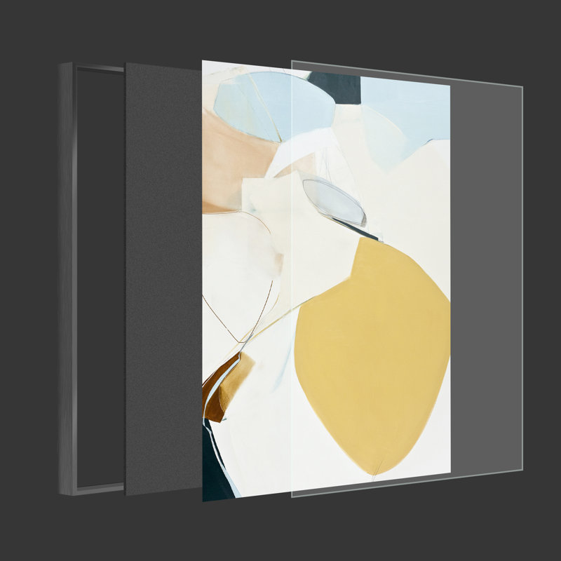Cadre moderne abstrait encadré - ensemble de 3 reproductions sur toile, H 24 po x l 48 po x P 1,5 po, Noir