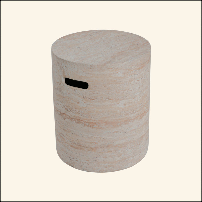 Outdoor/Indoor Lightweight Concrete Side Table With Side Handles