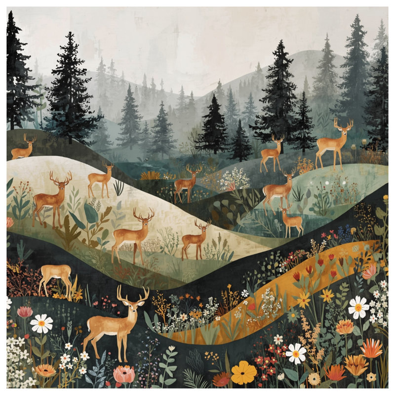 Rideaux de fenêtre en forme de cerf dans la forêt, voilage et rideaux occultant - 1 panneau, 50" x 80" - 1 Panel, Blockout