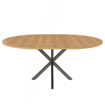 Extendable Round Dining Table For 2-6 Person, 43 To 58 Inch Oak Finish Expandable Table With Carbon Steel Base, Modern Space Saving Dining Room Furniture