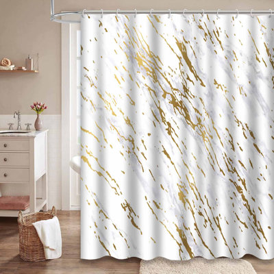 Marble Seamless En Abstract Backdrop Gold Shower Curtain with 12 Hooks