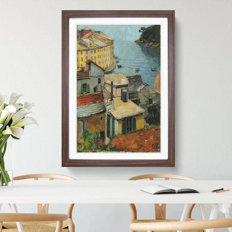 Portofino in Italy by Carl Moll - Framed Print, 48cm H x 36cm W x 2cm D, Walnut Framed