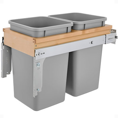 Rev-A-Shelf Wood Top Mount Pullout Trash Can(s) with Soft-Close, 50 qt., Metallic Silver 