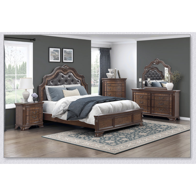 Table de chevet traditionnelle 1Pc avec 2 tiroirs de rangement