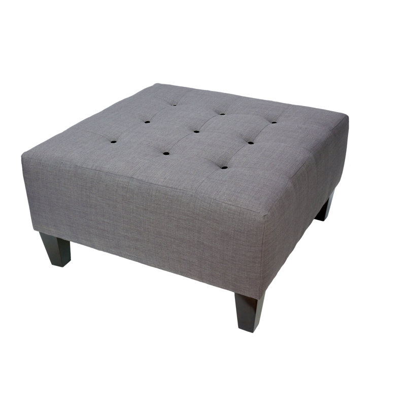 Emerson Upholstered Ottoman, Black, Gray-Red