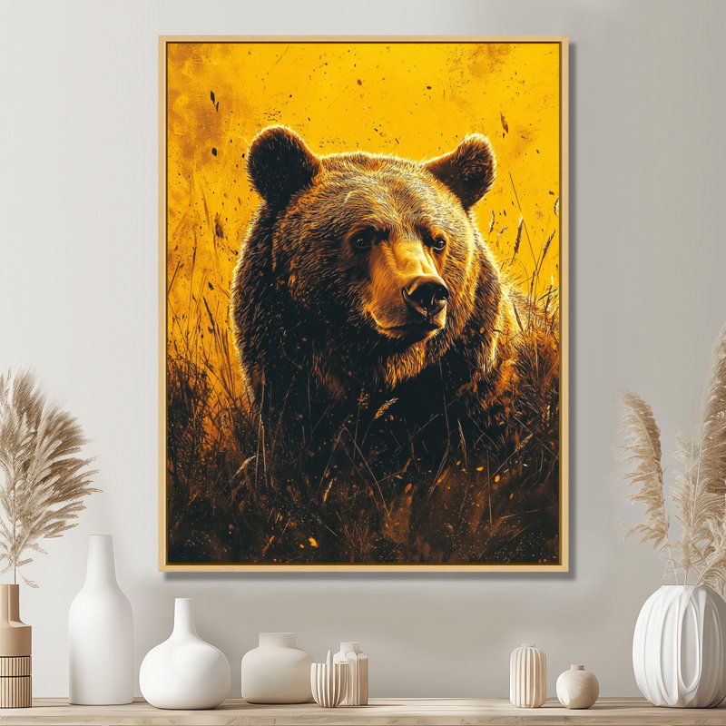 Dileo - ours, art mural, Reproduction encadrée sans passe-partout, Crème, H 20 po x l 12 po