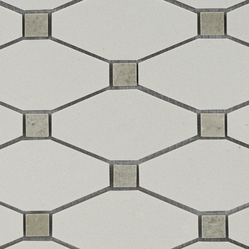 Carreau de mosaïque en pierre naturelle Chevy, Gris / Blanc