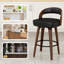 Ensemble de 2 tabourets de bar pivotants à hauteur de comptoir de 26,8 po pour îlot de cuisine, tabourets de bar noirs revêtus de similicuir et pieds en bois massif, Vf