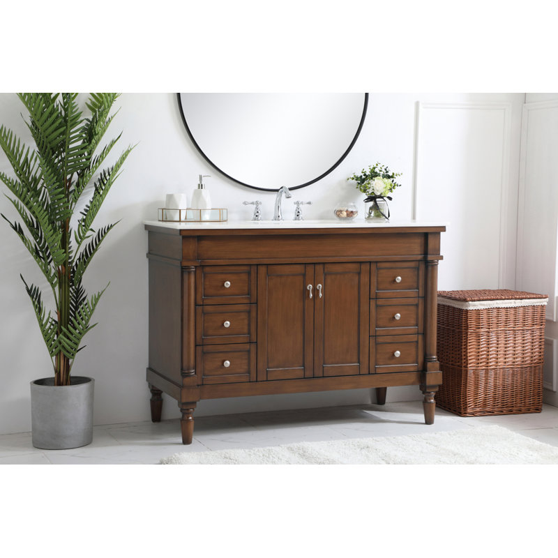 Ensemble de meuble-lavabo simple 48 po Lexington, Noyer, Blanc ivoire