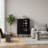 Black Medieval-Style Modern Shoe Cabinet With 6 Adjustable Shelves And Sliding Doors; Freestanding Design, Suitable For Various Spaces.