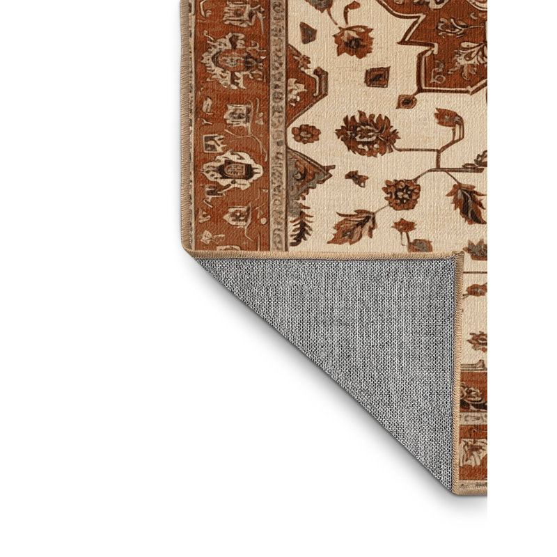 Machine Washable Persian Brown Area Rug, Square 7'